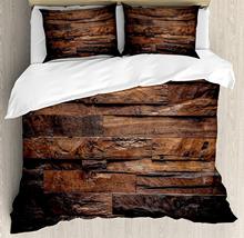 Chocolate Duvet Cover Set King Size Rough Dark Timber Texture Image Rustic Country Theme Hardwood Carpentry Decorative 4 Piece 2024 - buy cheap