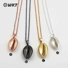 WT-JN046 WKT Natural Cowrie Shell In Full RoseGold Electroplated Pendant Necklace charming conch necklace in lovely 2024 - buy cheap