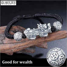 Handmade 999 Silver Pixiu Bracelet 3D Silver Wealth Pixiu Beaded Bracelet Good Luck Bracelet 2024 - buy cheap