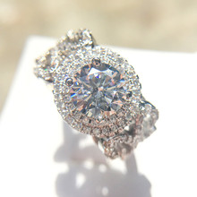 Anel de compromisso de noivado feminino, anel redondo de zircônio cúbico com preenchimento de ouro branco, joia de luxo para casamento 2024 - compre barato