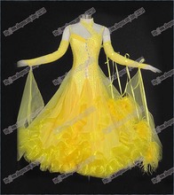 New Competition ballroom Standard dress,juvenile dance clothing, yellow women dress,Salsa dance dress,Tango dance dress 2024 - buy cheap