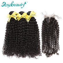 Rosabeauty Malaysian Hair With Lace Closure Kinky Curly Bundles With 4X4 Closure Frontal 28 Inch 8A Human Hair Bundles Remy Hair 2024 - buy cheap