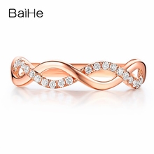 BAIHE Solid 18K Rose Gold 0.18ct H/SI Round Natural Diamond Ring for Women Wedding Gift Engagement Trendy Fine Jewelry wavy Ring 2024 - buy cheap