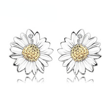 100% Sterling Silver Jewelry Sunflower Silver Stud Earrings Silver Earrings Top Quality!! Christmas Gift Free Shippings 2024 - buy cheap