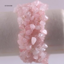 Fashion Jewelry Gift Bangle For Women Natural Pink Quartz Crystal Stone Chip Beads Cord Stretch Bracelet 8" 1Pcs H046 2024 - buy cheap