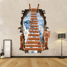 3d Fashion Creative Staircase Ladder Vinyl Wall Stickers Diy Broken Wall Cloud Aircraft Wallpaper Home Decor Mural Wall Decals 2024 - buy cheap