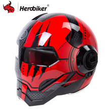 HEROBIKER мотоциклетный шлем для мужчин, мотоциклетный шлем, Ретро шлем для верховой езды, шлем для мотокросса 2024 - купить недорого
