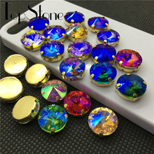 Todas as cores ab costurar em pedra extravagante de cristal rivoli com ajuste de garra dourada 6mm 8mm,10mm,12mm,14mm,16,18mm rivoli grânulos jóias 2024 - compre barato