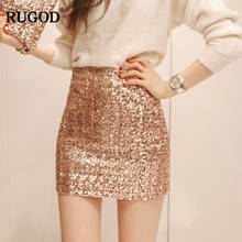 RUGOD New Arrival Bright Sequined Mini Pencil Skirt Women Slim High Waist Skirt Zipper Bodycon Short Skirt Saia Faldas 2024 - buy cheap