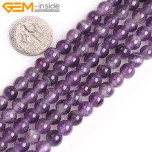 6mm-10mm gran agujero Natural gema piedra amatista púrpura cuentas redondas para la fabricación de joyas 15 "Regalo DIY 2024 - compra barato