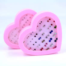 ISINYEE 36 пар/комплект Мода Крошечный маленькие серьги-гвоздики с кристаллами для детей, для маленьких девочек, для женщин, ювелирное изделие с сердце подарочная коробка 2024 - купить недорого