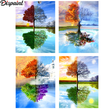 Dispaint taladro cuadrado/redondo completo 5D DIY pintura de diamante "paisaje de árbol" 3D bordado punto de cruz 5D decoración del hogar regalo 2024 - compra barato