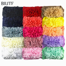 20pcs/lot Extra Wide Nylon Stretchy Headband with Triple 7cm Chiffon Flower Soft Headwrap Hair Accessories HB075 2024 - buy cheap