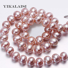 YIKALAISI-collar de perlas naturales reales para mujer, joyería de perlas de plata 2017, joyería de joyería, collar de perlas de resina, 8-9mm, 925 2024 - compra barato