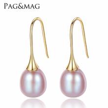 PAG&MAG Simple Hook Earring Natural Fresh Water Drop 9-10mm Pearl Earrings with 925 Sterling Silver Fine Jewelry for Women 2024 - buy cheap