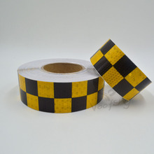 5cmx5m Shining Yellow Black Color Square Self-Adhesive Reflective Warning Tape for Body Signs 2024 - buy cheap