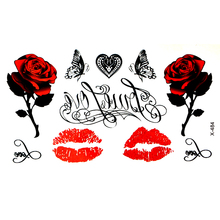 Водостойкая временная татуировка Kiss, Мужская бабочка, флеш-татуировка, рукав, роза, любовь навсегда, Харадзюку, тату, хна, боди-арт, наклейка 2024 - купить недорого