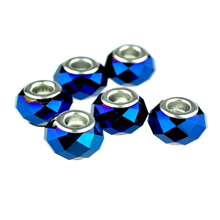 Free Shipping 100pcs/lot Blue Plated Faceted Glass Beads Murano Big Hole Beads Fit European Charms Bracelet DIY Beads 14x9mm 2024 - buy cheap