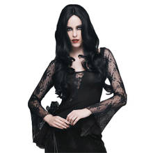 Gothic Women Asymmetrial Black Sexy Lace Shirts Steampunk Retro Long Sleeve Shirt Transparent Party Clubwear Shirt Top 2024 - buy cheap