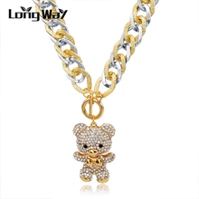 LongWay Long Statement Gold Color Necklace Designs Vintage Crystal Bear Pendant Big Necklaces For Women Chains Jewelry SNE150785 2024 - buy cheap