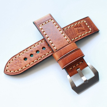 Merjust-pulseira artesanal de couro genuíno f4, bracelete de 20mm, 22mm, 24mm, 26mm, vermelho e marrom, pulseira para piloto grande. 2024 - compre barato