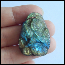Wholesale gemstone,Birthday gift,Carved Flower and betterfly labradorite Pendant Bead,34x25x8mm,9.4g 2024 - buy cheap