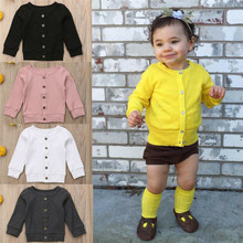 Новинка PUDCOCO, вязаный осенний свитер с длинным рукавом для новорожденных мальчиков и девочек, кардиган на пуговицах, верхняя одежда, повседневные топы, детская одежда 2024 - купить недорого