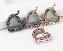 10PCS/lot Mix Colors Magnetic Heart Floating Locket Living Glass Memory Locket Necklace Pendant For Women 2024 - buy cheap