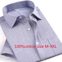 2019 nueva llegada 100% algodón primavera otoño obeso corto formal manga camisa de alta calidad para hombres Super Extra grande de talla grande M-9XL 2024 - compra barato