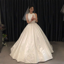 2019 New Arrival Korea Wedding Dresses O-neck Sleeveless Pleats Ball Gown Bridal Dress Full Length Elegant Vestidos De Noiva 2024 - buy cheap