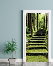 3D Green Stairs Picture  Mural Sickers Door Sticker Wallpaper Decals Home Decoration HC201812080018 2024 - buy cheap