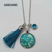 fringed Christmas stone cabochon pendant necklace, Van Gogh necklace / keychain, necklace blue, delicate necklace / keychain 2024 - buy cheap