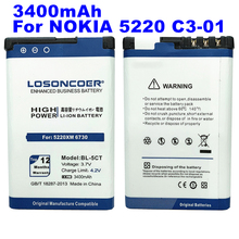 LOSONCOER 3400mAh BL-5CT Battery For Nokia 5220 6730 C5 6330 6303i C5-00 C5-02 C6-01 C3-01 C3-01m 6303C 5220XM BL 5CT BL5CT 2024 - buy cheap