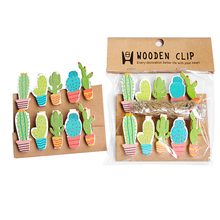 10packs/lot kawaii cactus shape wooden clip photo paper document stationery decorative clip with rope wholesale 2024 - buy cheap
