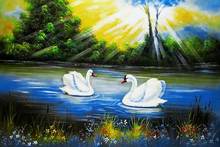 Free shipping Big size gobelin tapestry,beautiful landscape picture,White swan Lover,wall hanging art picture 2024 - buy cheap