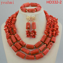 Conjunto de joias de coral, frete grátis, para colar, grânulos de casamento africano nigeriano 2024 - compre barato