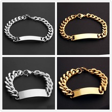 10mm/15mm Fashion Stainless Steel Silver Color Gold Color ID Tag Cuban Link Chain Men's Bracelet Bangle 8.66inch/9inch Wholesale 2024 - buy cheap