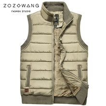 ZOZOWANG Army style Autumn Winter Men Coat Warm Sleeveless Jacket Casual Men Vest Coat Fleece Army Green Waistcoat Big Size 4XL 2024 - buy cheap