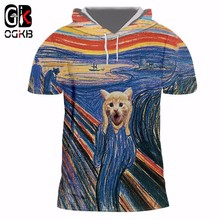 Sudadera con capucha Casual OGKB, Camiseta con estampado divertido de gato Animal 3D, camiseta con capucha, camiseta de Moda a rayas colorida Harajuku, camiseta Unisex de Hip Hop 2024 - compra barato