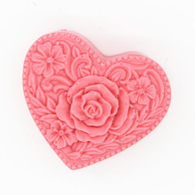 Molde de silicone pequeno coração para fazer sabão 3d rosa flor molde diy bolo decoração artesanal sabão moldes 2024 - compre barato