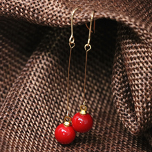 High grade 8mm imitation red coral long earrings for women girl fashion gift eardrop earbob dangle hot sale jewelry B1819 2024 - buy cheap