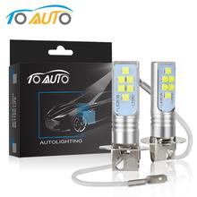 H3 lâmpadas led para farol de neblina, 2 peças 12v 6000k branco 1400lm, lâmpada automotiva 2024 - compre barato