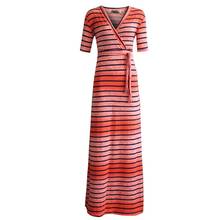 5XL Plus Size Women fall Loose Long Maxi Dress Orange Black Striped Short Sleeve  Dresses Casual Beach Big Size Vestidos 2024 - buy cheap