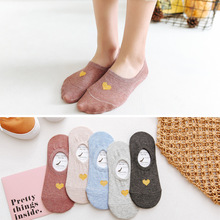 5 Pairs/lot 2019 Summer Cotton Women Socks Short Gold Heart 5 Colors Invisible Female Silicone Non-slip Boat Sock 35-40 2024 - buy cheap