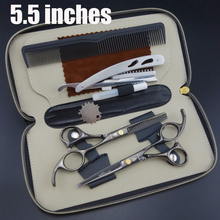 SMITH CHU Professional Hair Scissors set 5.5 inch Straight & Thinning scissors barber shears +razor+comb +kits S071 2024 - buy cheap