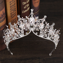 Vintage Silver Color Big Crown Luxury Baroque Crystal Crown Wedding Hair Ornaments Headbands Bride Tiaras And Crowns 2024 - buy cheap