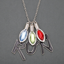 dongsheng Movie Stranger Things 2 RUN Pendant Necklace Bulb Letter Terror Jewelry Necklaces for Women Charm Jewelry Accessories 2024 - buy cheap