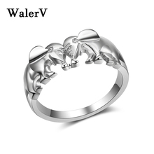 WalerV Jewelry Animal Style Fashion Jewelry Vintage Cute Double Elephant Shape  Ring Gold Color Women Ring 2024 - buy cheap