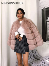 New winter fox fur coat female long section square Fashion warmth fur coat 2024 - buy cheap