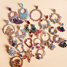 FASHIONSNOOPS New Colorful Crystal Drop Earrings Women Hot Flower Pendant Dangle Earrings Boho Bridal Statement Jewelry Bijoux 2024 - buy cheap